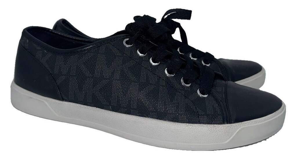 Michael Kors MK City Signature Sneakers Women’s 8M Black Monogram Lace Up